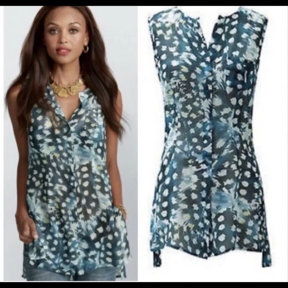 Cabi Avery Tunic‎ Blue Semisheer Blouse Meduim.